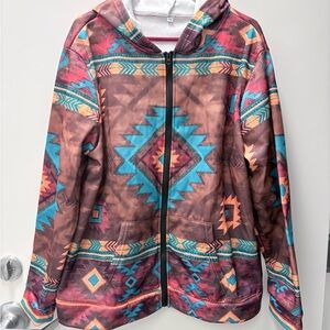 Geometric Tribal Colorful Geometric Patterned Hoodie XXL Unisex Zipup